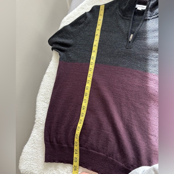 Calvin Klein wool blend Gray and Purple Half-Zip Sweater Sz M - Picture 9 of 10
